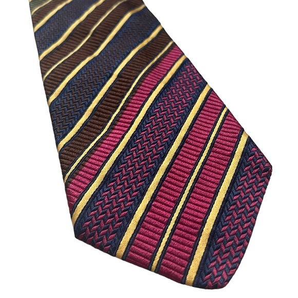 Versace Diagonal Stripe Silk Tie - Picture 2 of 7